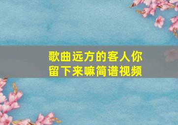 歌曲远方的客人你留下来嘛简谱视频