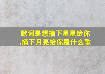 歌词是想摘下星星给你,摘下月亮给你是什么歌