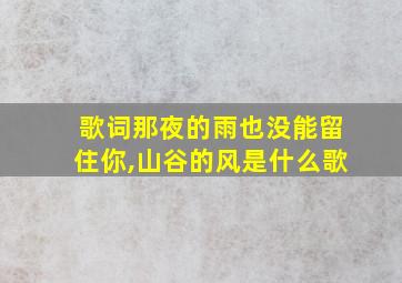 歌词那夜的雨也没能留住你,山谷的风是什么歌