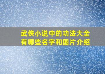 武侠小说中的功法大全有哪些名字和图片介绍