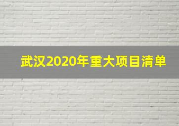 武汉2020年重大项目清单