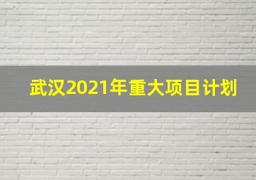 武汉2021年重大项目计划