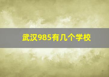 武汉985有几个学校