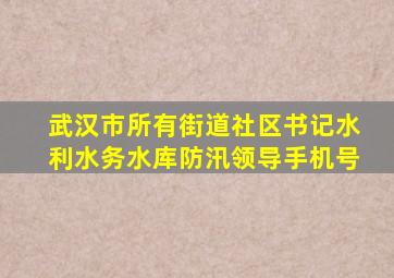 武汉市所有街道社区书记水利水务水库防汛领导手机号