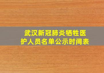 武汉新冠肺炎牺牲医护人员名单公示时间表