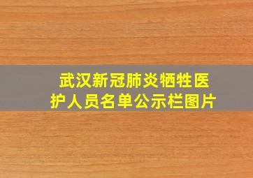 武汉新冠肺炎牺牲医护人员名单公示栏图片