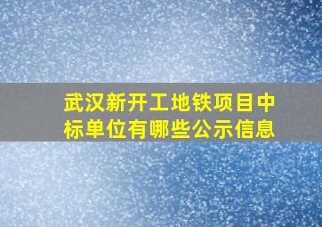 武汉新开工地铁项目中标单位有哪些公示信息