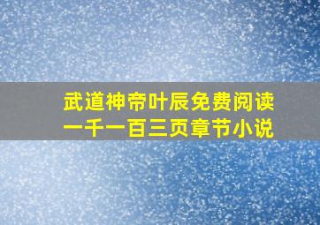 武道神帝叶辰免费阅读一千一百三页章节小说