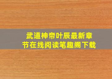 武道神帝叶辰最新章节在线阅读笔趣阁下载