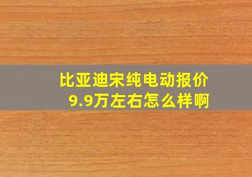 比亚迪宋纯电动报价9.9万左右怎么样啊