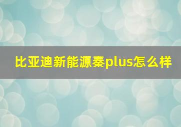 比亚迪新能源秦plus怎么样