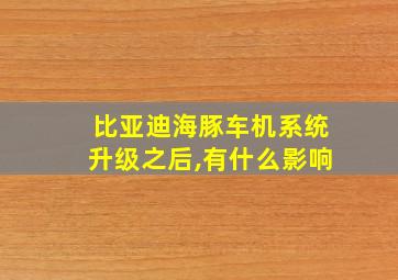 比亚迪海豚车机系统升级之后,有什么影响