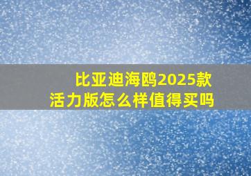 比亚迪海鸥2025款活力版怎么样值得买吗