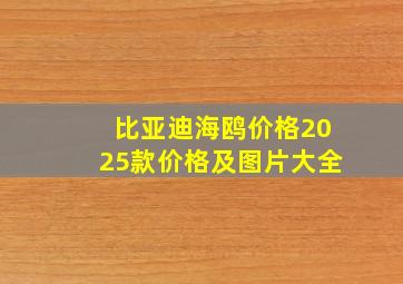 比亚迪海鸥价格2025款价格及图片大全