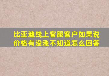 比亚迪线上客服客户如果说价格有没涨不知道怎么回答