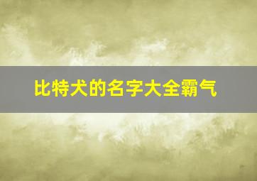 比特犬的名字大全霸气