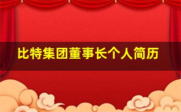 比特集团董事长个人简历