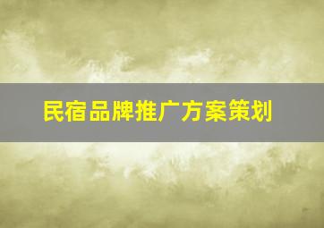 民宿品牌推广方案策划