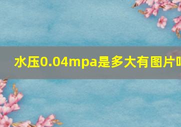 水压0.04mpa是多大有图片吗