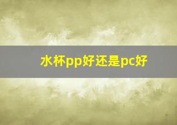 水杯pp好还是pc好