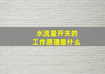 水流量开关的工作原理是什么