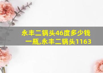 永丰二锅头46度多少钱一瓶,永丰二锅头1163