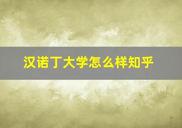 汉诺丁大学怎么样知乎