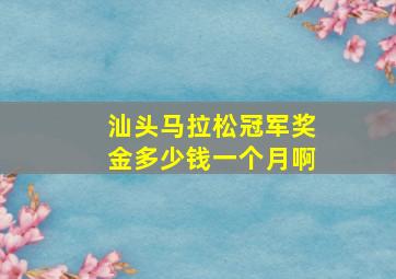 汕头马拉松冠军奖金多少钱一个月啊