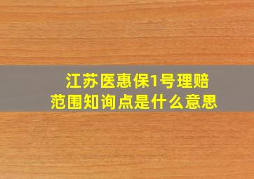 江苏医惠保1号理赔范围知询点是什么意思