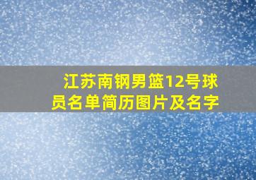 江苏南钢男篮12号球员名单简历图片及名字