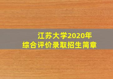 江苏大学2020年综合评价录取招生简章