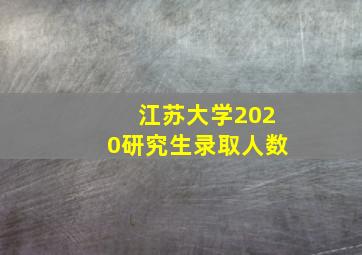 江苏大学2020研究生录取人数