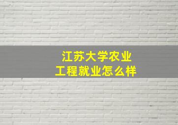 江苏大学农业工程就业怎么样