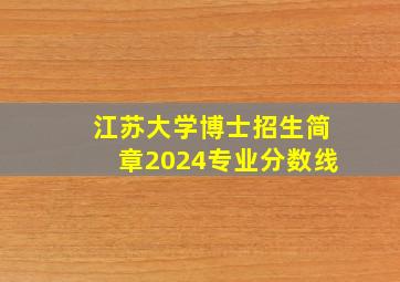 江苏大学博士招生简章2024专业分数线