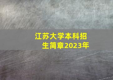 江苏大学本科招生简章2023年