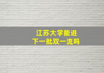 江苏大学能进下一批双一流吗