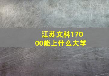 江苏文科17000能上什么大学