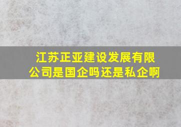 江苏正亚建设发展有限公司是国企吗还是私企啊