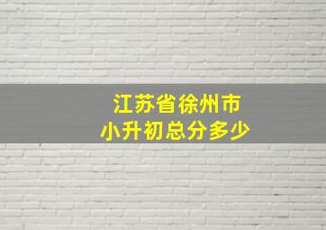 江苏省徐州市小升初总分多少