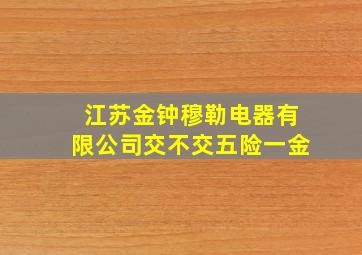 江苏金钟穆勒电器有限公司交不交五险一金