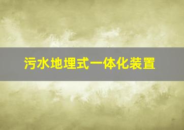 污水地埋式一体化装置