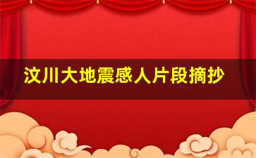 汶川大地震感人片段摘抄