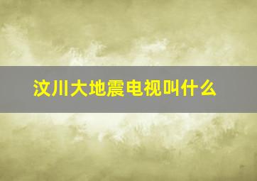 汶川大地震电视叫什么