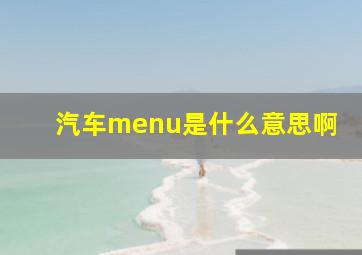 汽车menu是什么意思啊