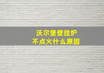 沃尔堡壁挂炉不点火什么原因