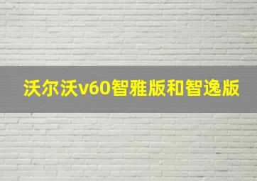 沃尔沃v60智雅版和智逸版