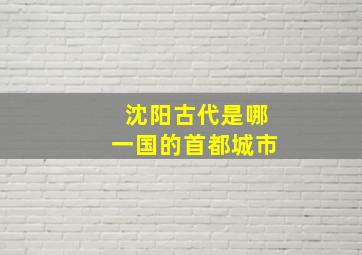 沈阳古代是哪一国的首都城市