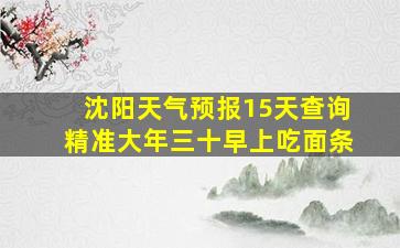 沈阳天气预报15天查询精准大年三十早上吃面条