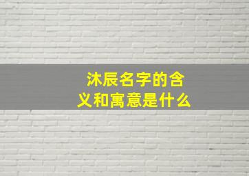 沐辰名字的含义和寓意是什么