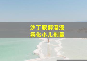 沙丁胺醇溶液雾化小儿剂量